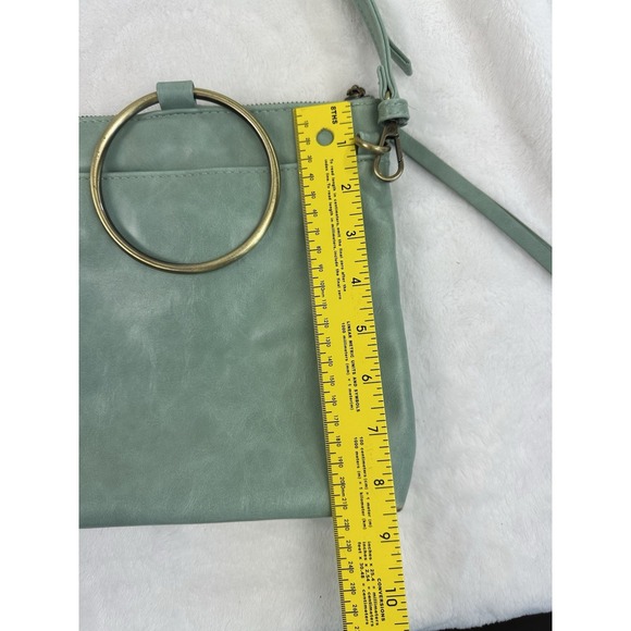 Susan Joy Vegan Leather Gold Ring Handle Bag Purse Zipper Strap Light Green - Picture 4 of 16